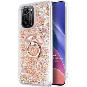 Microsonic Xiaomi Redmi K40 Glitter Liquid Holder Gold Cep Telefonu Kılıfı