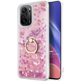 Microsonic Xiaomi Redmi K40 Glitter Liquid Holder Pembe Cep Telefonu Kılıfı