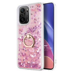 Microsonic Xiaomi Redmi K40 Glitter Liquid Holder Pembe Cep Telefonu Kılıfı