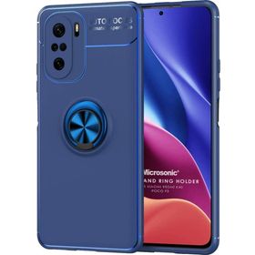 Microsonic Xiaomi Redmi K40 Kickstand Ring Holder Lacivert Kılıf