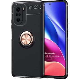 Microsonic Xiaomi Redmi K40 Kickstand Ring Holder Siyah Kılıf