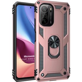 Microsonic Xiaomi Redmi K40 Military Ring Holder Rose Gold Cep Telefonu Kılıfı