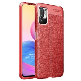 Microsonic Xiaomi Redmi Note 10 5G Deri Dokulu Silikon Kırmızı Cep Telefonu Kılıfı
