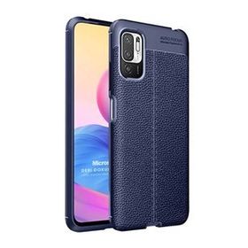 Microsonic Xiaomi Redmi Note 10 5G Deri Dokulu Silikon Lacivert Cep Telefonu Kılıfı