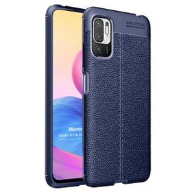 Microsonic Xiaomi Redmi Note 10 5G Deri Dokulu Silikon Lacivert Cep Telefonu Kılıfı