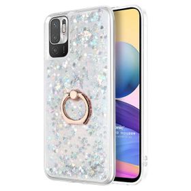 Microsonic Xiaomi Redmi Note 10 5G Glitter Liquid Holder Gümüş Cep Telefonu Kılıfı