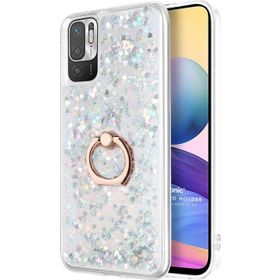 Microsonic Xiaomi Redmi Note 10 5G Glitter Liquid Holder Gümüş Cep Telefonu Kılıfı