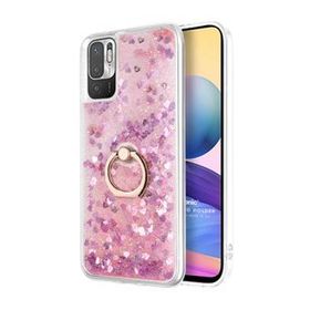 Microsonic Xiaomi Redmi Note 10 5G Glitter Liquid Holder Pembe Cep Telefonu Kılıfı