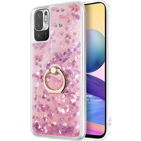 Microsonic Xiaomi Redmi Note 10 5G Glitter Liquid Holder Pembe Cep Telefonu Kılıfı