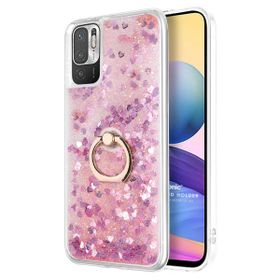 Microsonic Xiaomi Redmi Note 10 5G Glitter Liquid Holder Pembe Cep Telefonu Kılıfı