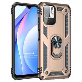 Microsonic Xiaomi Redmi Note 10 5G Military Ring Holder Gold Cep Telefonu Kılıfı