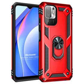 Microsonic Xiaomi Redmi Note 10 5G Military Ring Holder Kırmızı Cep Telefonu Kılıfı