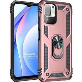 Microsonic Xiaomi Redmi Note 10 5G Military Ring Holder Rose Gold Cep Telefonu Kılıfı