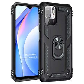 Microsonic Xiaomi Redmi Note 10 5G Military Ring Holder Siyah Cep Telefonu Kılıfı