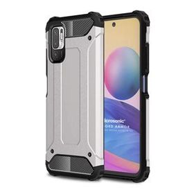 Microsonic Xiaomi Redmi Note 10 5G Rugged Armor Gümüş Cep Telefonu Kılıfı