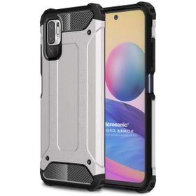 Microsonic Xiaomi Redmi Note 10 5G Rugged Armor Gümüş Cep Telefonu Kılıfı