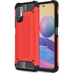 Microsonic Xiaomi Redmi Note 10 5G Rugged Armor Kırmızı Cep Telefonu Kılıfı