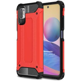 Microsonic Xiaomi Redmi Note 10 5G Rugged Armor Kırmızı Cep Telefonu Kılıfı