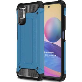 Microsonic Xiaomi Redmi Note 10 5G Rugged Armor Mavi Cep Telefonu Kılıfı