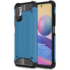 Microsonic Xiaomi Redmi Note 10 5G Rugged Armor Mavi Cep Telefonu Kılıfı