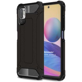 Microsonic Xiaomi Redmi Note 10 5G Rugged Armor Siyah Cep Telefonu Kılıfı