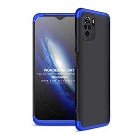 Microsonic Xiaomi Redmi Note 10 Double Dip 360 Protective Siyah Mavi Kılıf