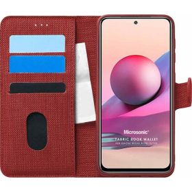 Microsonic Xiaomi Redmi Note 10 Fabric Book Wallet Kırmızı Kılıf