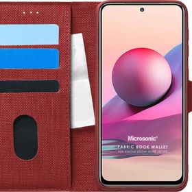 Microsonic Xiaomi Redmi Note 10 Fabric Book Wallet Kırmızı Kılıf