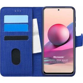Microsonic Xiaomi Redmi Note 10 Fabric Book Wallet Lacivert Kılıf