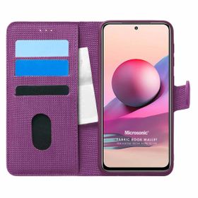 Microsonic Xiaomi Redmi Note 10 Fabric Book Wallet Mor Kılıf