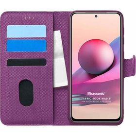 Microsonic Xiaomi Redmi Note 10 Fabric Book Wallet Mor Kılıf