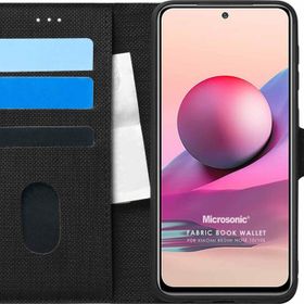 Microsonic Xiaomi Redmi Note 10 Fabric Book Wallet Siyah Kılıf