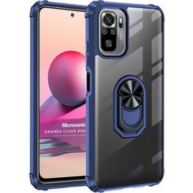 Microsonic Xiaomi Redmi Note 10 Grande Clear Ring Holder Lacivert Kılıf