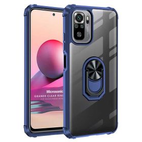Microsonic Xiaomi Redmi Note 10 Grande Clear Ring Holder Lacivert Kılıf