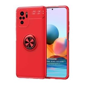 Microsonic Xiaomi Redmi Note 10 Kickstand Ring Holder Kırmızı Kılıf