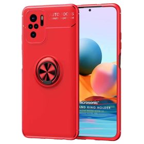 Microsonic Xiaomi Redmi Note 10 Kickstand Ring Holder Kırmızı Kılıf