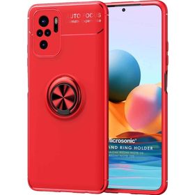 Microsonic Xiaomi Redmi Note 10 Kickstand Ring Holder Kırmızı Kılıf