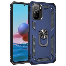 Microsonic Xiaomi Redmi Note 10 Military Ring Holder Lacivert Kılıf