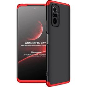 Microsonic Xiaomi Redmi Note 10 Pro Double Dip 360 Protective Siyah Kırmızı Kılıf