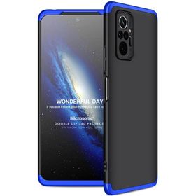 Microsonic Xiaomi Redmi Note 10 Pro Double Dip 360 Protective Siyah Mavi Kılıf
