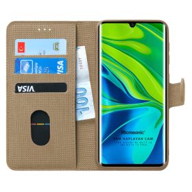 Microsonic Xiaomi Redmi Note 10 Pro Fabric Book Wallet Gold Kılıf