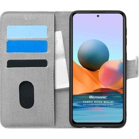 Microsonic Xiaomi Redmi Note 10 Pro Fabric Book Wallet Gri Kılıf