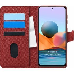 Microsonic Xiaomi Redmi Note 10 Pro Fabric Book Wallet Kırmızı Kılıf