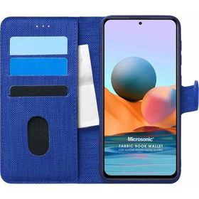 Microsonic Xiaomi Redmi Note 10 Pro Fabric Book Wallet Lacivert Kılıf
