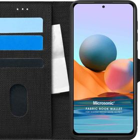 Microsonic Xiaomi Redmi Note 10 Pro Fabric Book Wallet Siyah Kılıf