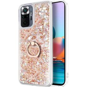 Microsonic Xiaomi Redmi Note 10 Pro Glitter Liquid Holder Gold Kılıf