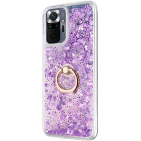 Microsonic Xiaomi Redmi Note 10 Pro Glitter Liquid Holder Mor Kılıf