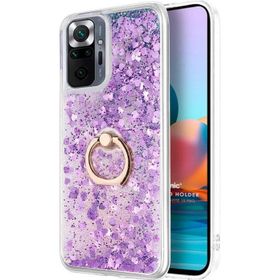 Microsonic Xiaomi Redmi Note 10 Pro Glitter Liquid Holder Mor Kılıf
