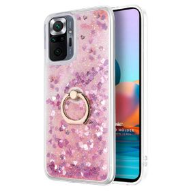 Microsonic Xiaomi Redmi Note 10 Pro Glitter Liquid Holder Pembe Cep Telefonu Kılıfı