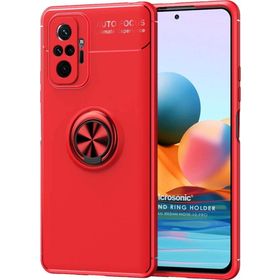 Microsonic Xiaomi Redmi Note 10 Pro Kickstand Ring Holder Kırmızı Cep Telefonu Kılıfı